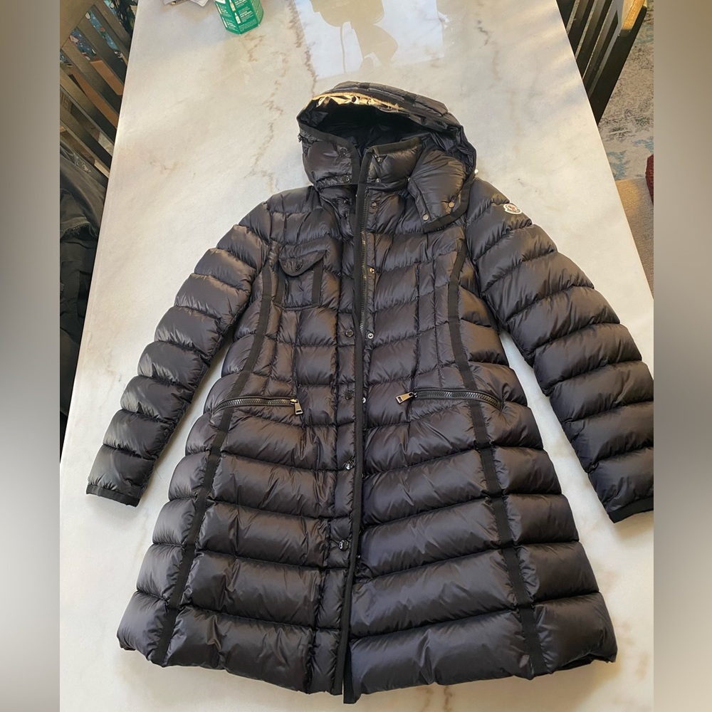 Moncler Hermine Grosgrain Trim Coat